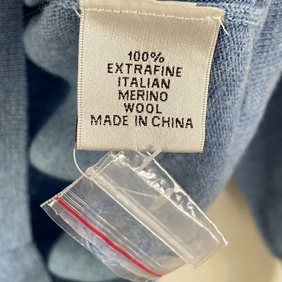 Peter Millar Mens Medium Blue V Neck Sweater 100% Merino Wool Long Sleeve - Picture 4 of 8